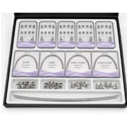 Kit de 5 Casos de Bracket de Autoligado Pasivo + Tubos + 4 Paquetes de Arcos de Copper Niti